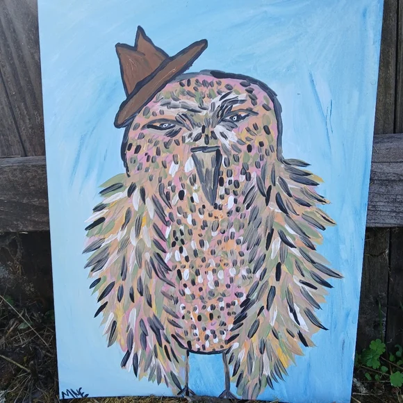 Owl In Hat Painting - Picture 11 of 13